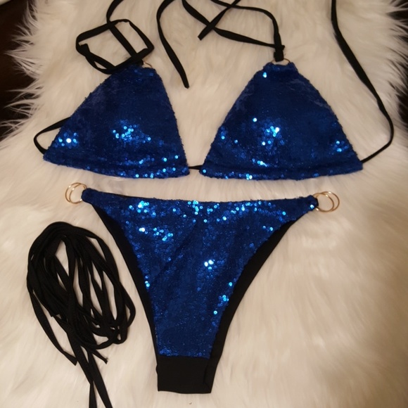 New arrival! Sexy Blue sequin bikini sets! - Picture 5 of 8